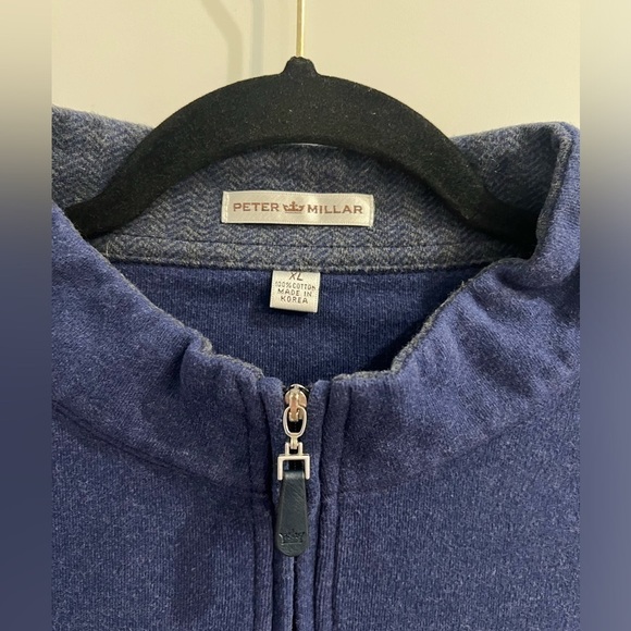 Peter Millar Men Sz XL Sweater Vest Blue 1/4 1/2 Zip Sleeveless Pullover Knit - Picture 5 of 11